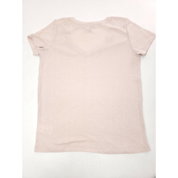 Express Waffle Knit V-Neck Easy Tee Size S Truffle Pink - Picture 4 of 6